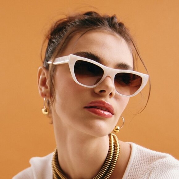 Helena Bordon Oculos Madre Perola Sunglasses in Cream - Picture 2 of 5